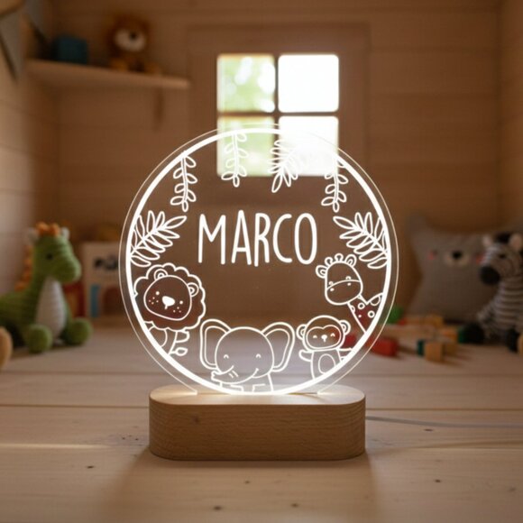 Custom Baby Animals LED Lamp | Adorable Nursery Night Light for Toddlers - Picture 8 of 8